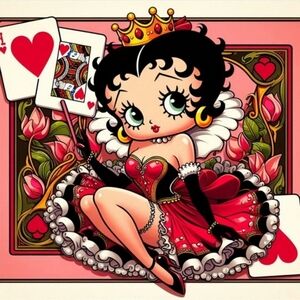 Betty Boop Queen Of Hearts DIY 5D Full Round Drill Diamond Painting